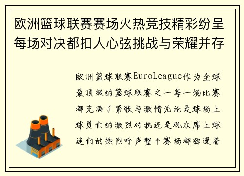 欧洲篮球联赛赛场火热竞技精彩纷呈每场对决都扣人心弦挑战与荣耀并存